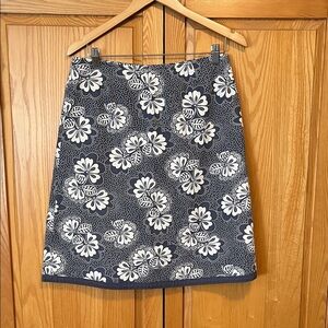Boden Navy and White Floral A-Line Skirt